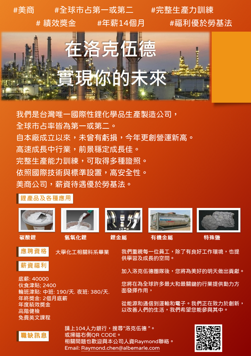 洛克伍德鋰業股份有限公司徵才圖片